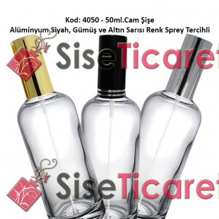 Alüminyum Spreyli Cam Parfüm Şişesi 50ml Kod: 4050