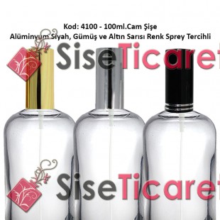 Alüminyum Spreyli Cam Parfüm Şişesi 100ml Kod: 4100