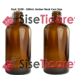 100ml Amber/Kahverengi Cam Şişe Kod:3100 