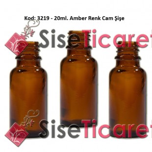 20ml Amber/Kahverengi Cam Şişe Kod:3219 