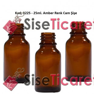 25ml Amber/Kahverengi Cam Şişe Kod:3225 