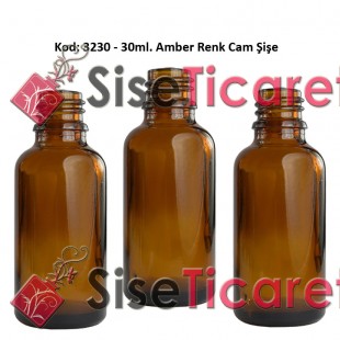 30ml Amber/Kahverengi Cam Şişe Kod:3230 