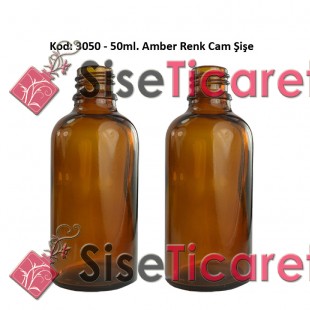 50ml Amber/Kahverengi Cam Şişe Kod:3050 