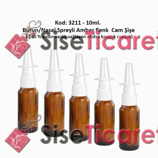 10ml. Burun Spreyli Amber Renk Cam Şişe Kod:3211 