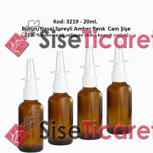 20ml. Burun Spreyli Amber Renk Cam Şişe Kod: 3219 