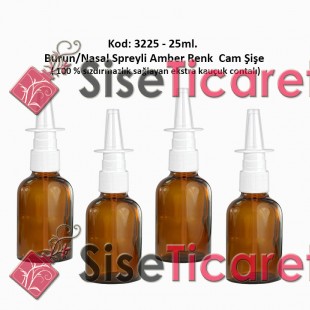 25ml. Burun Spreyli Amber Renk Cam Şişe Kod:3225 