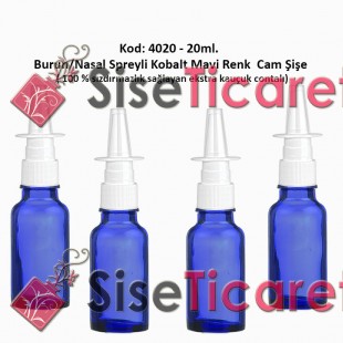 20ml. Burun Spreyli Kobalt Mavi Cam Şişe Kod 4020 