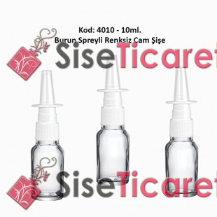 10ml. Burun Spreyli Renksiz Cam Şişe Kod 4010 