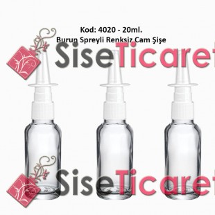 20ml. Burun Spreyli Renksiz Cam Şişe Kod 4020 