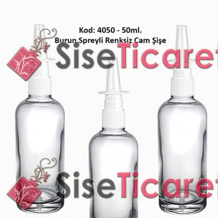 50ml. Burun Spreyli Renksiz Cam Şişe Kod: 4050