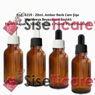 Plastik Pipetli Damlalıklı 20ml. Amber Cam Şişe Kod 3219 