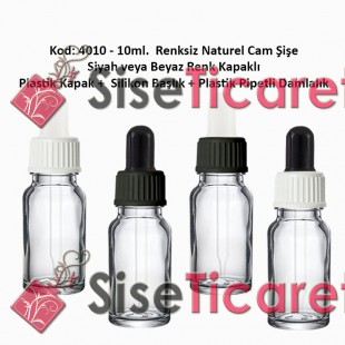 Plastik Pipetli Damlalıklı 10ml. Renksiz Cam Şişe Kod: 4010 