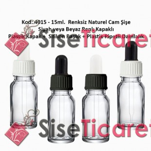 Plastik Pipetli Damlalıklı 15ml. Renksiz Cam Şişe Kod: 4015