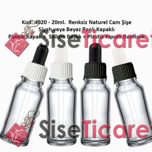 Plastik Pipetli Damlalıklı 20ml. Renksiz Cam Şişe Kod: 4020 