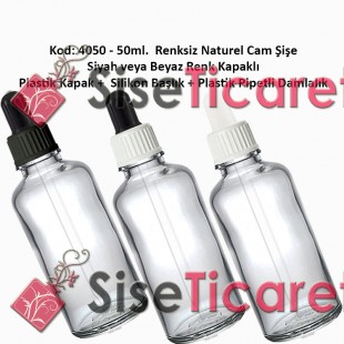 Plastik Pipetli Damlalıklı 50ml. Renksiz Cam Şişe Kod: 4050 