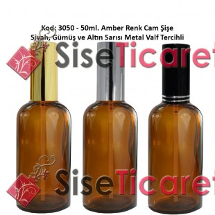 50ml. Alüminyum Spreyli Amber Cam Şişe Kod: 3050 