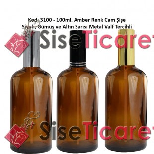 100ml. Alüminyum Spreyli Amber Cam Şişe Kod: 3100 