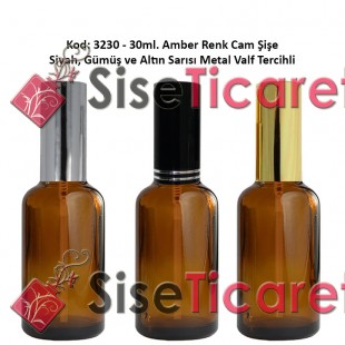 30ml. Alüminyum Spreyli Amber Cam Şişe Kod: 3230