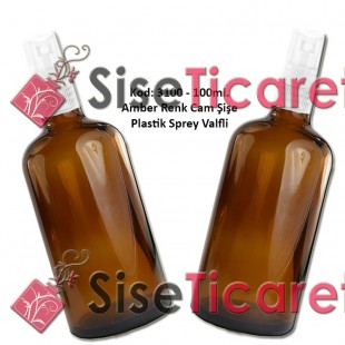 100ml. Plastik Spreyli Amber Cam Şişe Kod 3100