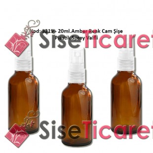 20ml. Plastik Spreyli Amber Cam Şişe Kod: 3219 