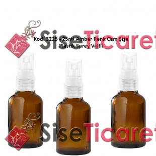 25ml. Plastik Spreyli Amber Cam Şişe Kod: 3225 