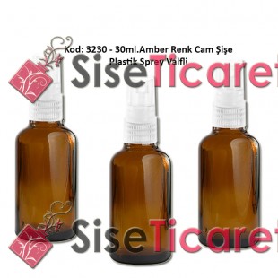 30ml. Plastik Spreyli Amber Cam Şişe Kod: 3230 