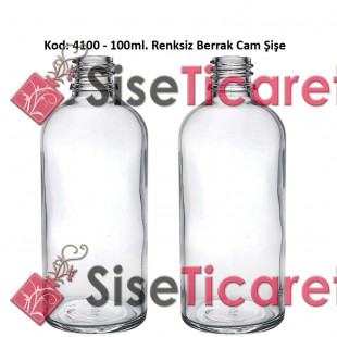 100ml. Renksiz Cam Şişe Kod: 4100 