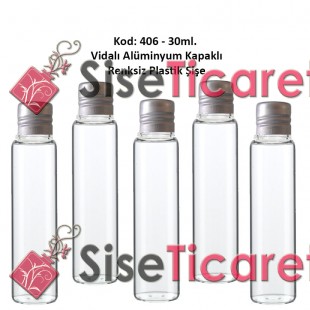 25/30ml ALÜMİNYUM KAPAKLI PLASTİK ŞİŞE Kod: 406 