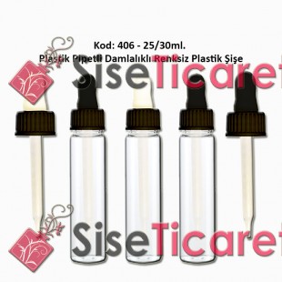 DAMLALIKLI PLASTİK ŞİŞE 25/30ml Kod: 406 