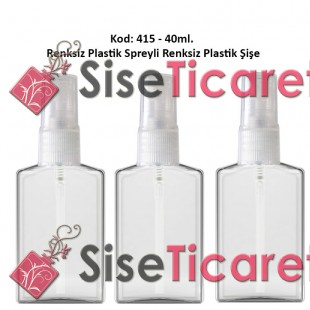 Plastik Parfüm Şişesi Plastik Spreyli 40ml Kod: 415 