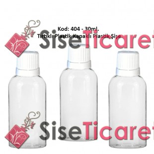 PLASTİK TIRTIKLI KAPAKLI PLASTİK ŞİŞE 30ml Kod: 404 